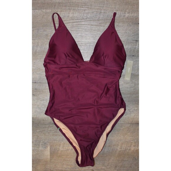 J.Crew $110 Deep V-Neck French One Piece Swimsuit IRIS PURPLE SZ 12 NWT - Picture 1 of 4